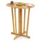 Natural Teak Wood Folding Bar Table with Oval Top, Cross Base and Space-Saving Design